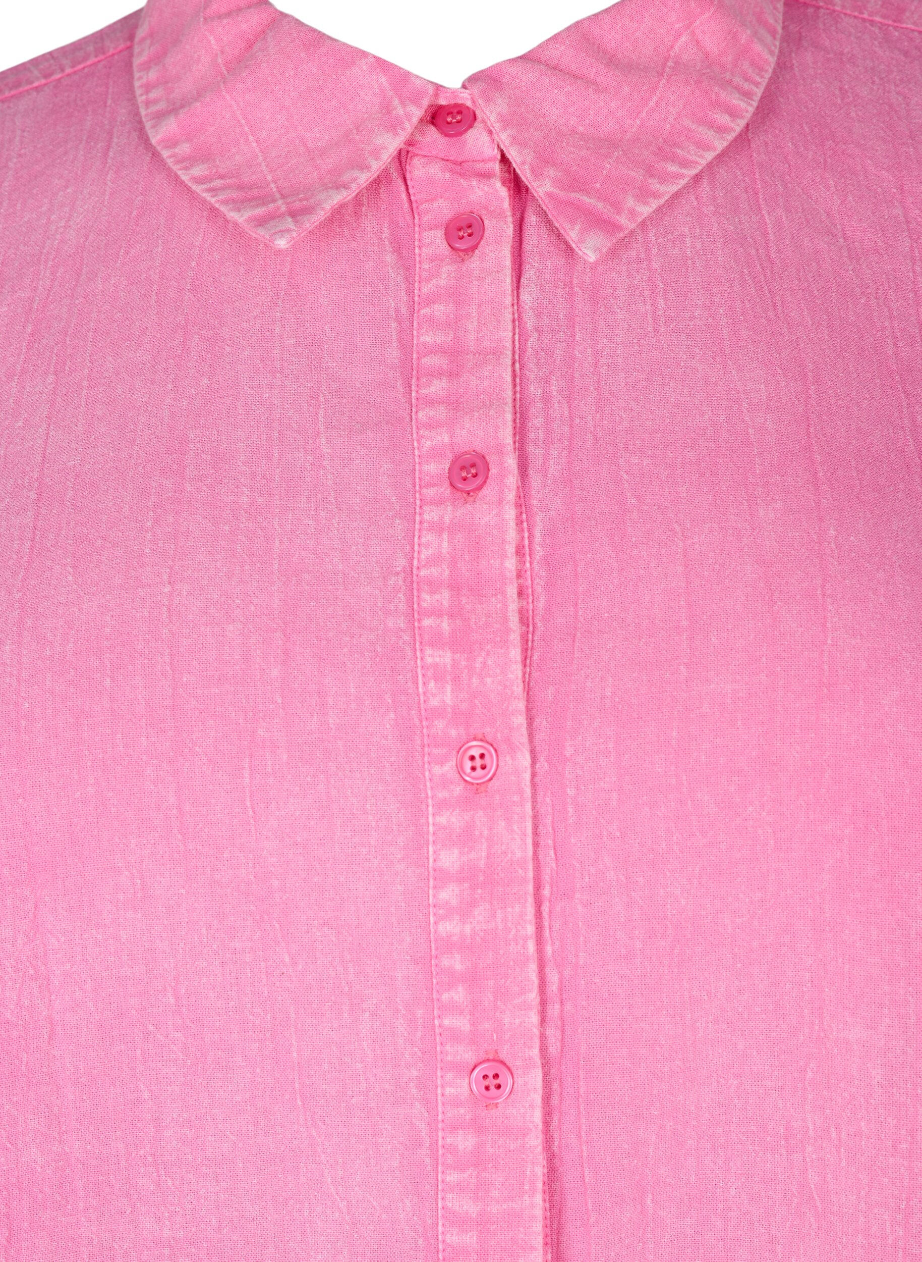ZizziEinfarbige Jeansbluse, Pink Power, Packshot image number 2