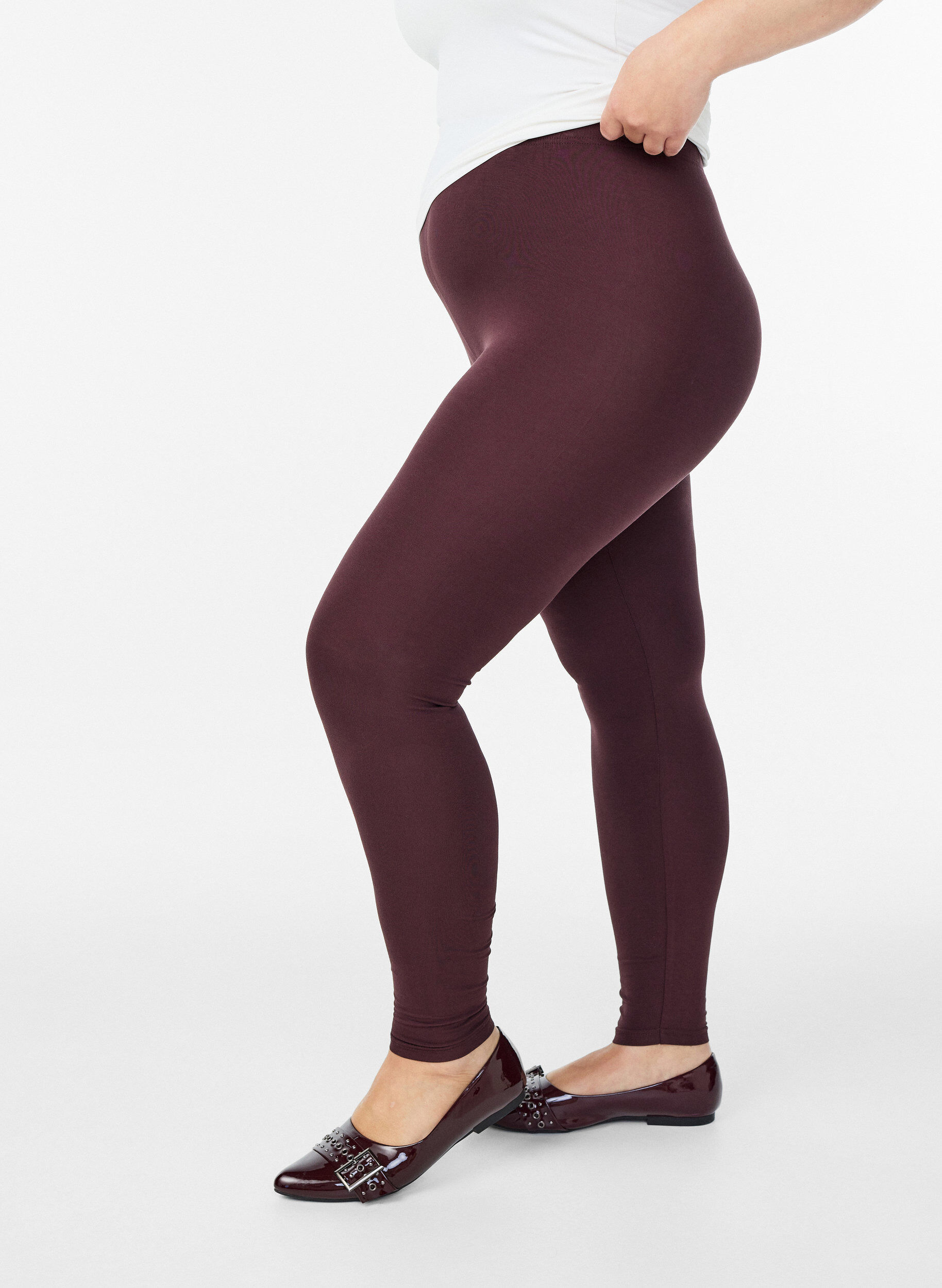 ZizziBasic Leggings aus Viskose, Dunkles Bordeaux, Model image number 0
