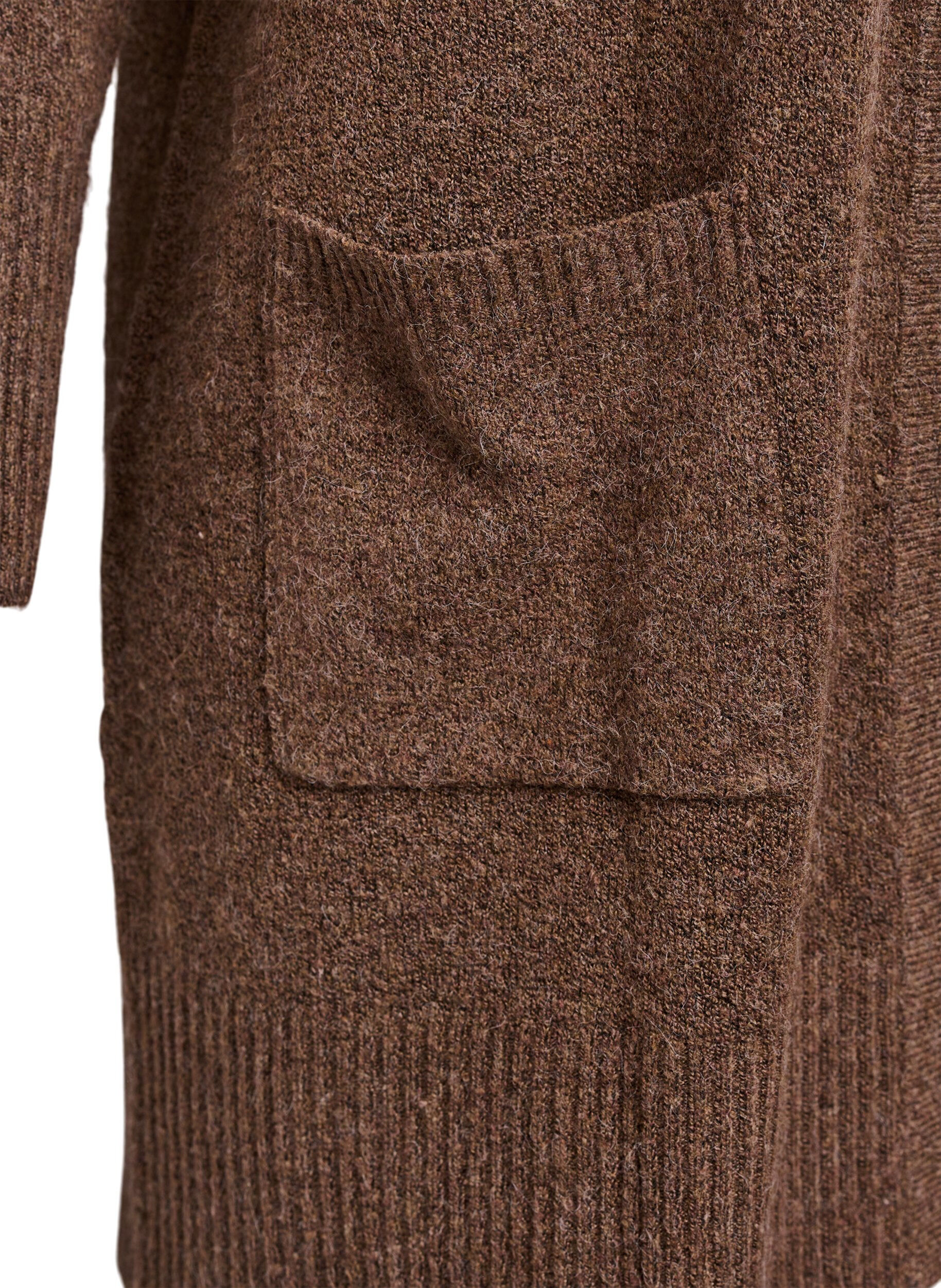ZizziStrickjacke mit Rippenstrick und Taschen, Braun, Packshot image number 3
