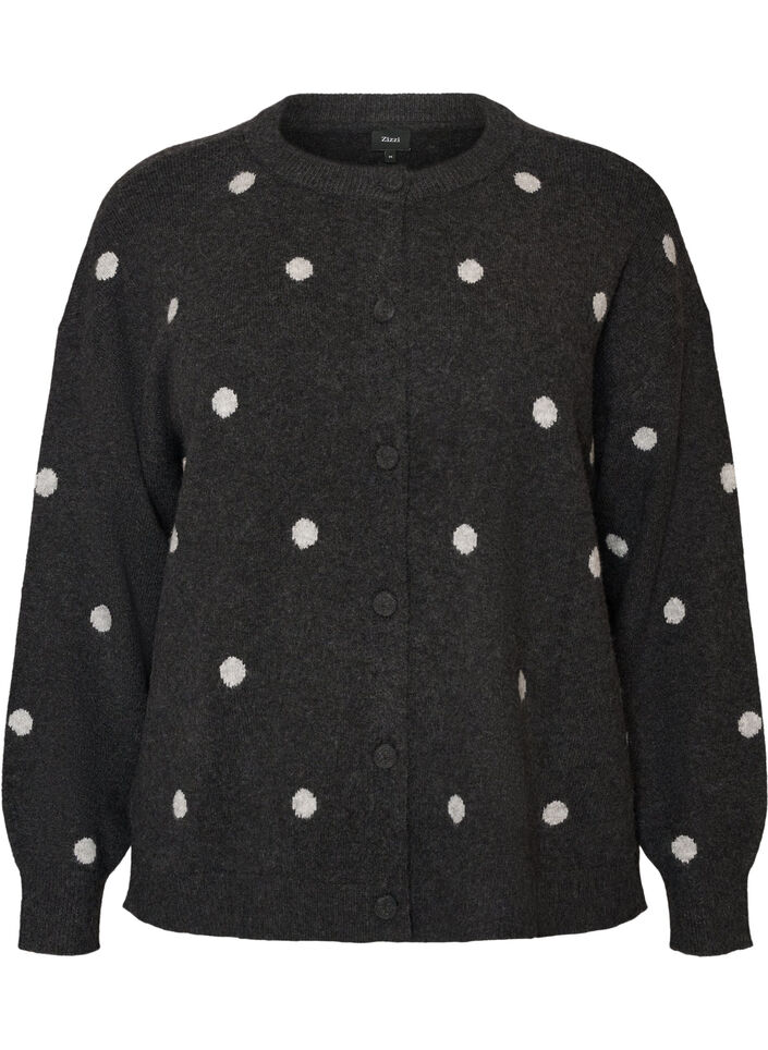 Strickjacke mit Punktmuster, Grau, Packshot image number 0