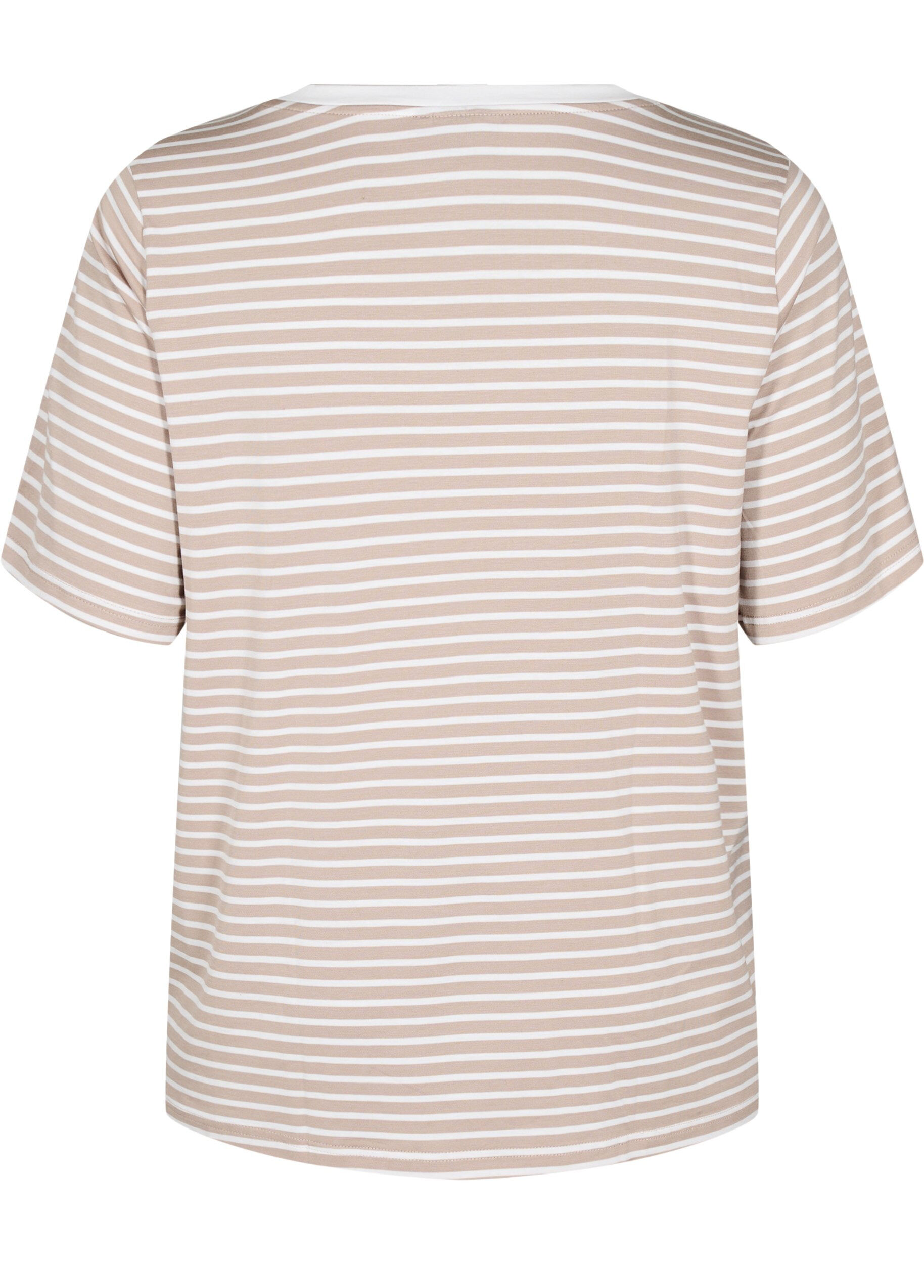 ZizziGestreiftes T-Shirt aus TENCEL&trade; Lyocell, Beige, Packshot image number 1