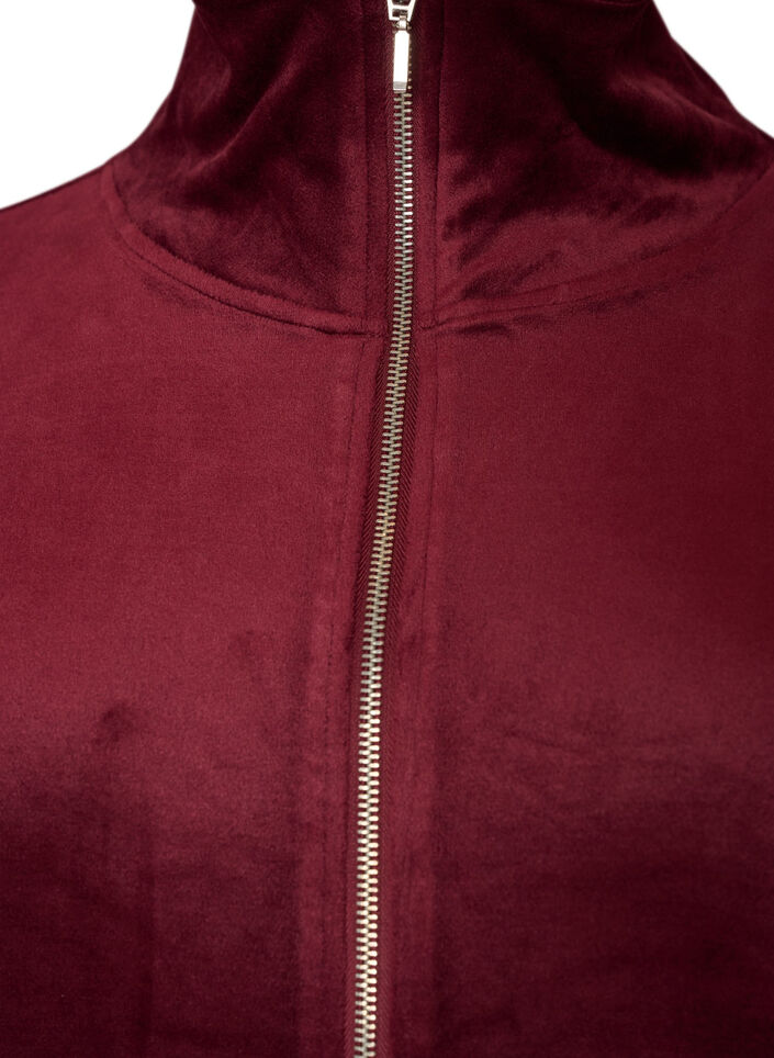 Weicher Cardigan aus Velours mit Rei&szlig;verschluss und hohem Kragen, Rot, Packshot image number 2