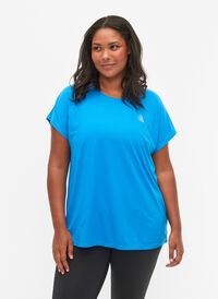 Kurzarm Trainingsshirt, Brilliant Blue, Model