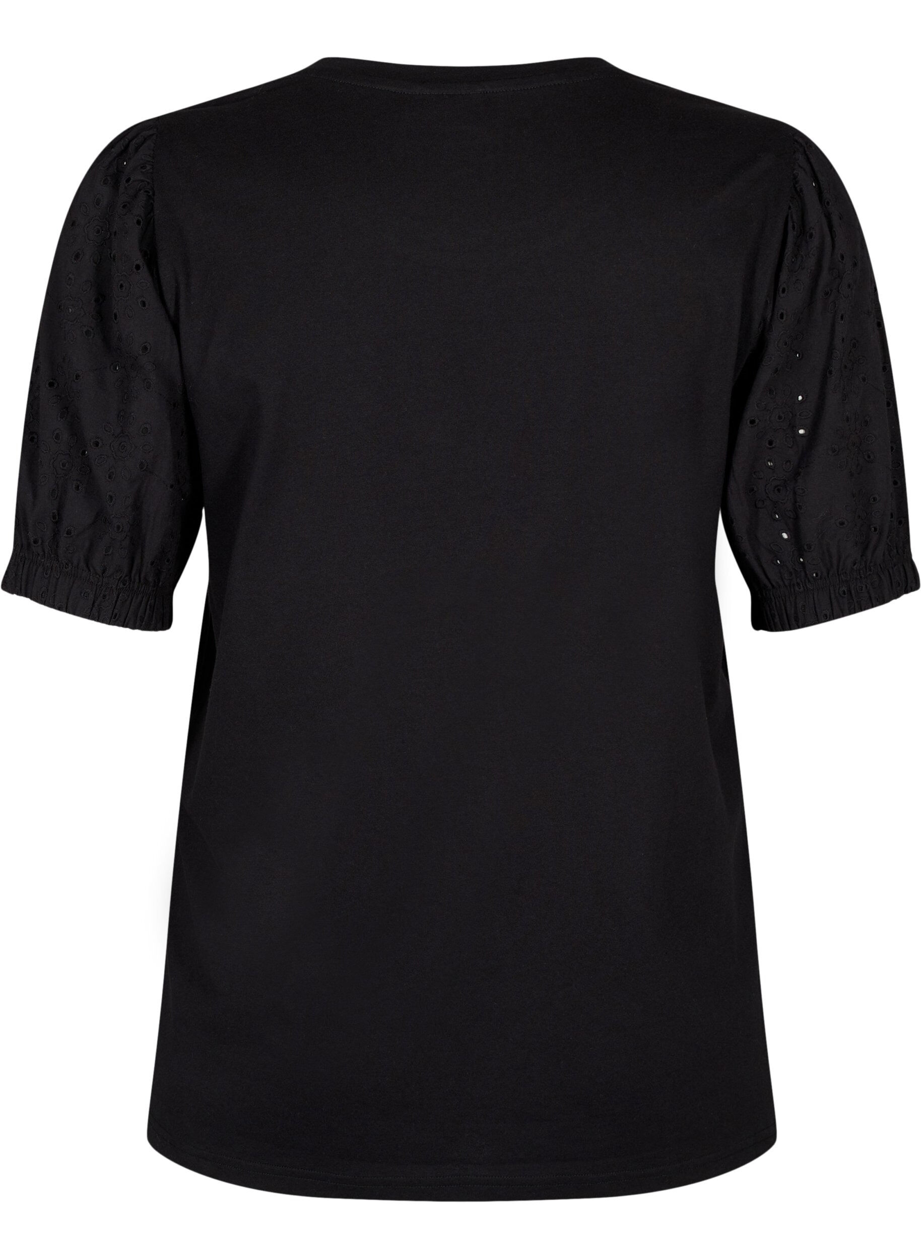 ZizziBluse aus Bio-Baumwolle mit Lochstickerei am &Auml;rmel, Black, Packshot image number 1