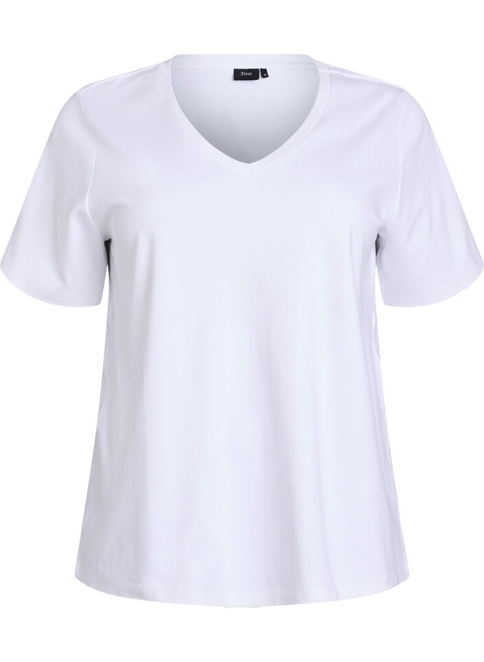 Basic-T-Shirt mit V-Ausschnitt aus Bio-Baumwolle, Weiß, Packshot image number 0