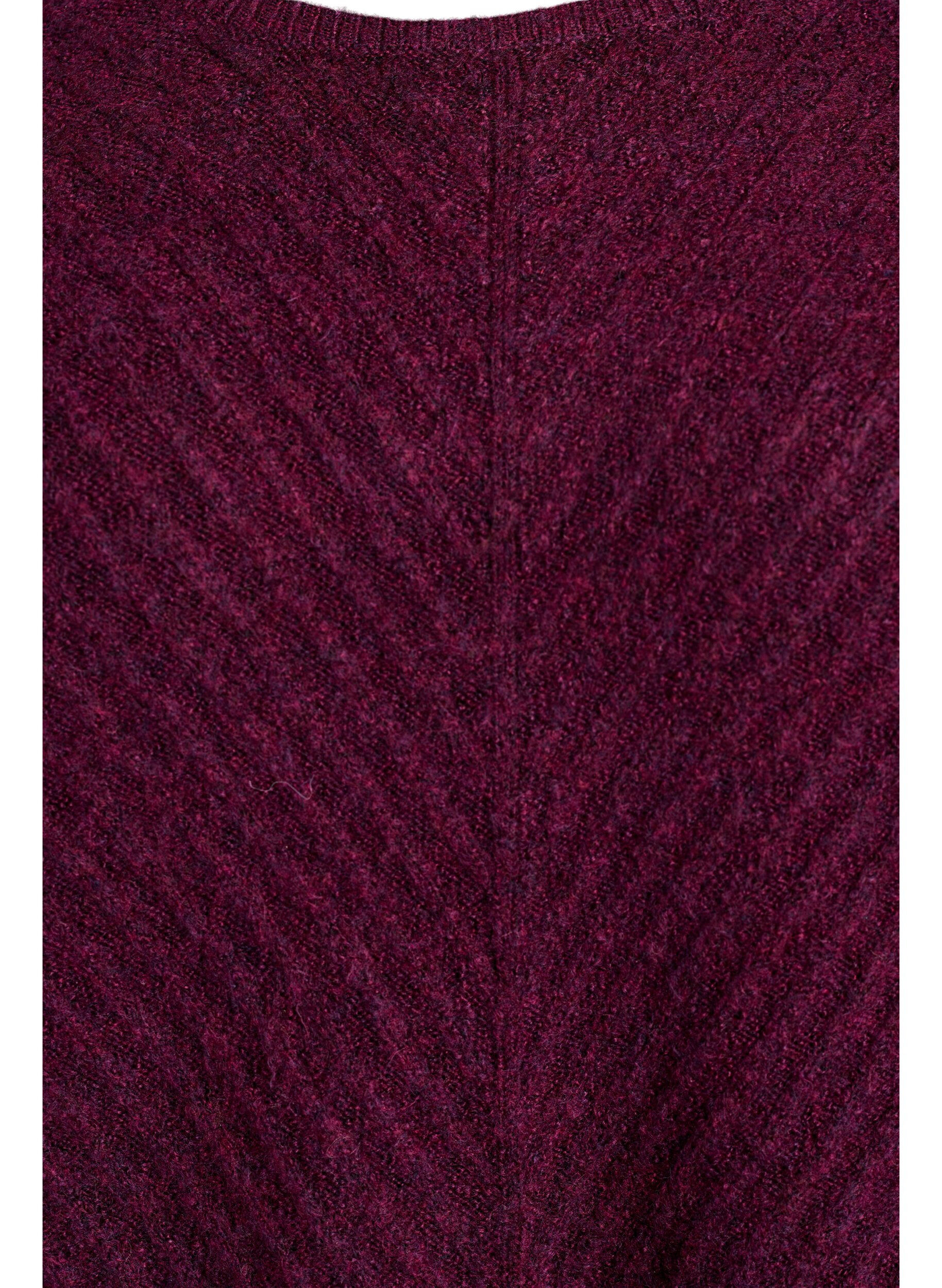 ZizziStrickbluse mit V-f&ouml;rmigem Rippenmuster und Schlitzen, Lila, Packshot image number 2