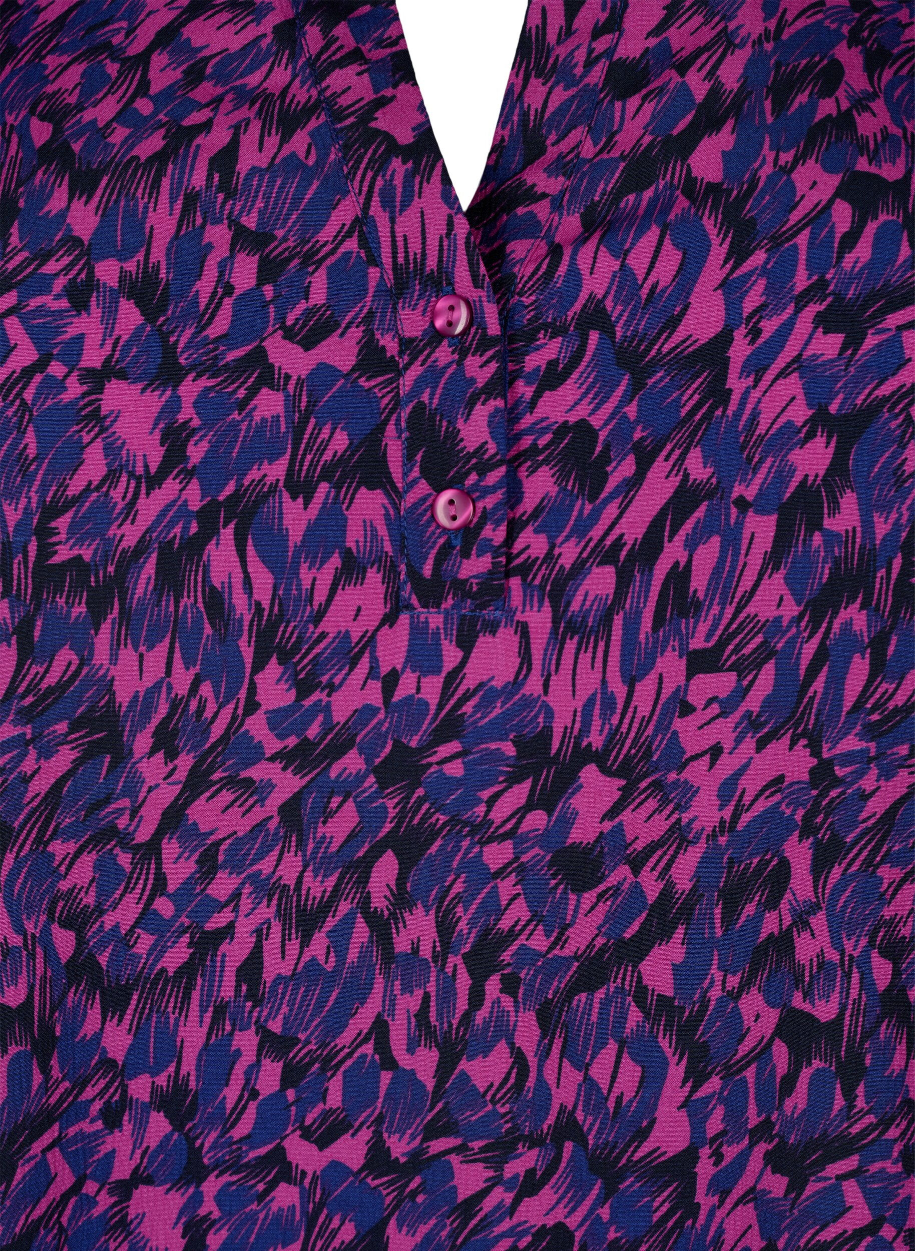 ZizziFLASH &ndash; Lang&auml;rmlige Bluse mit Druck, Pink Blue AOP, Packshot image number 2