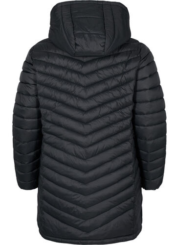 Gesteppte leichte Jacke mit abnehmbarer Kapuze und Taschen, Black, Packshot image number 1