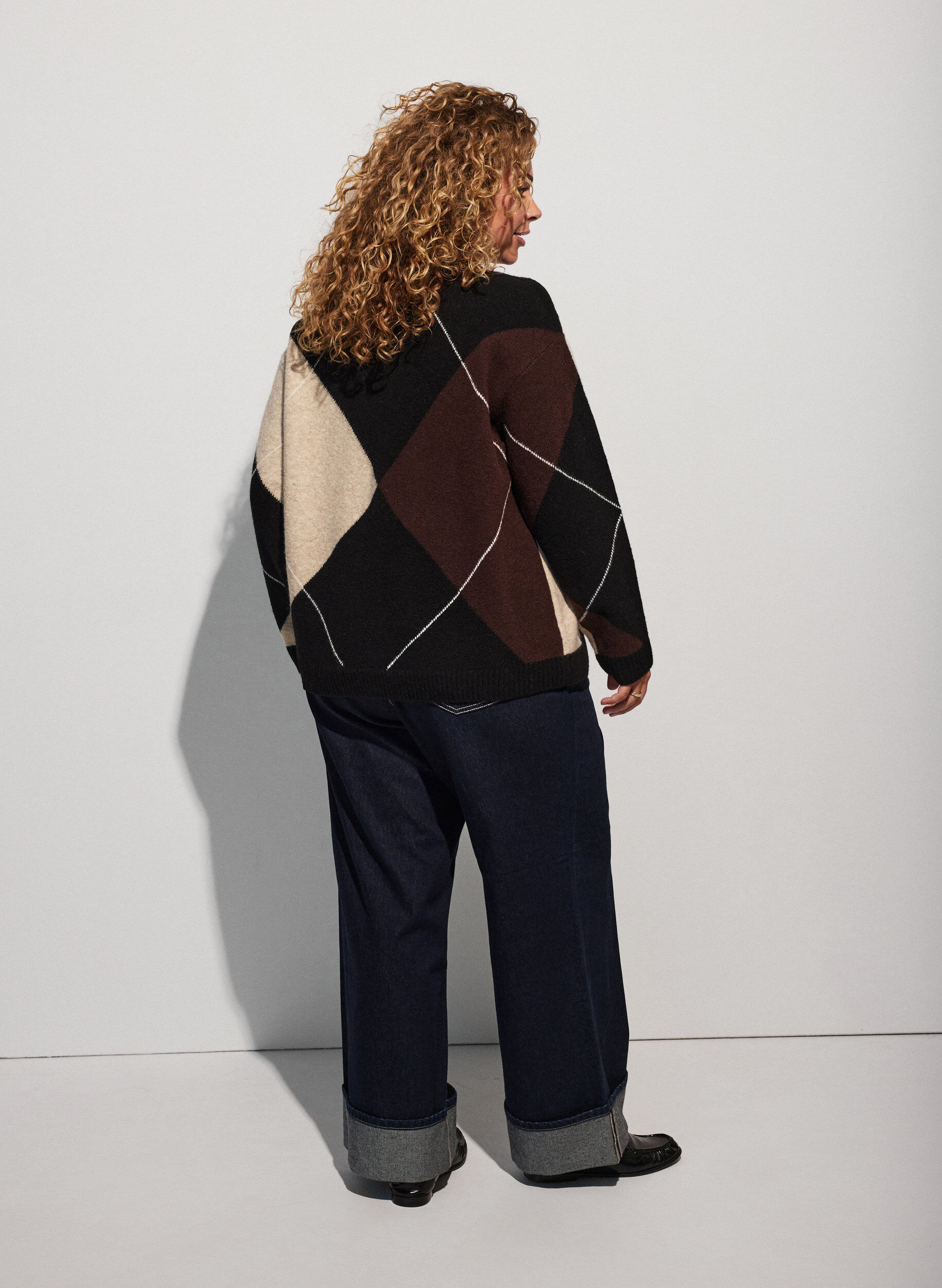 ZizziStrick mit Harlekinmuster, Schwarz, Model image number 2