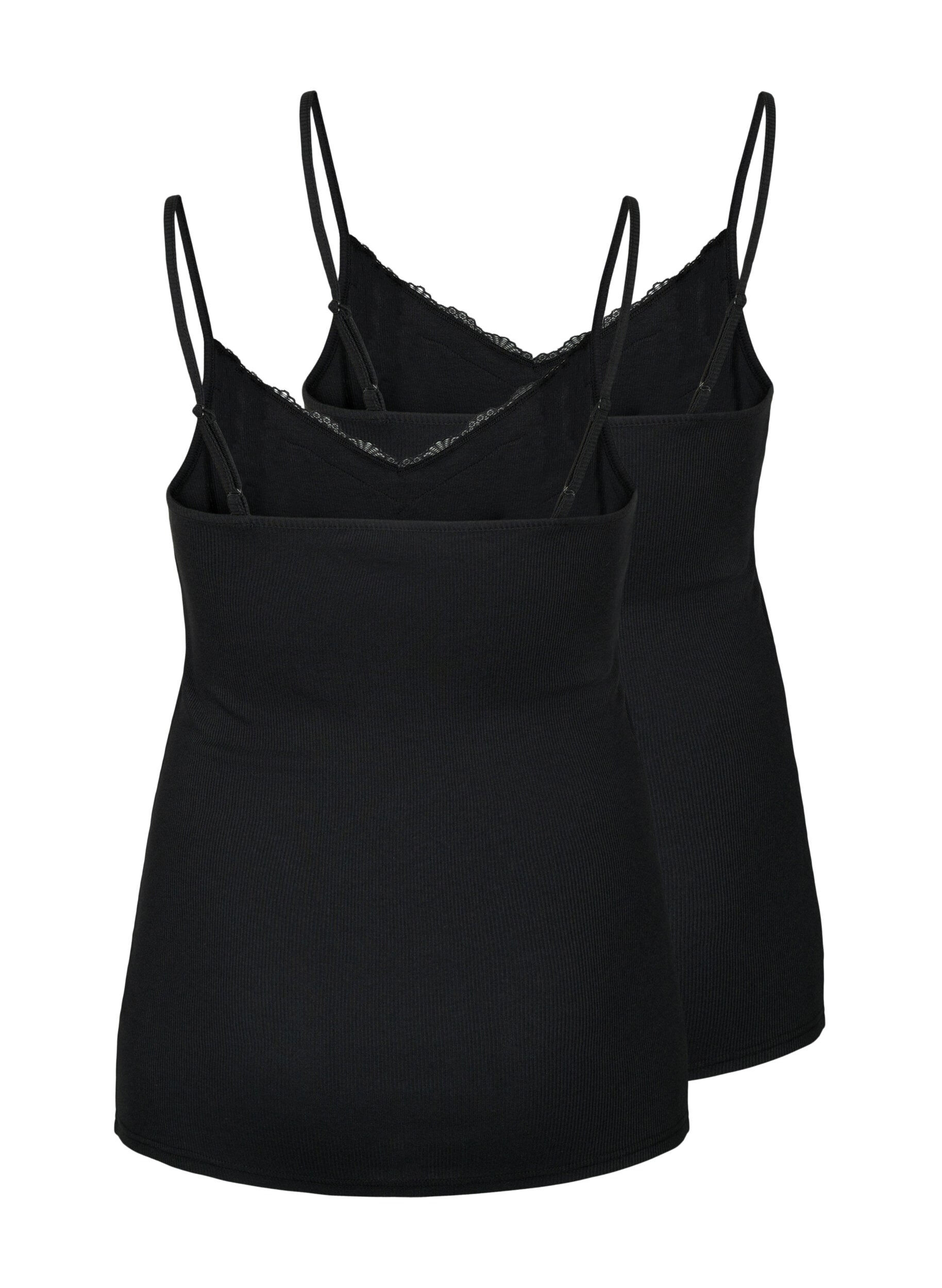 Zizzi2-Pack gerippte Nachttops, Black/Black, Packshot image number 1