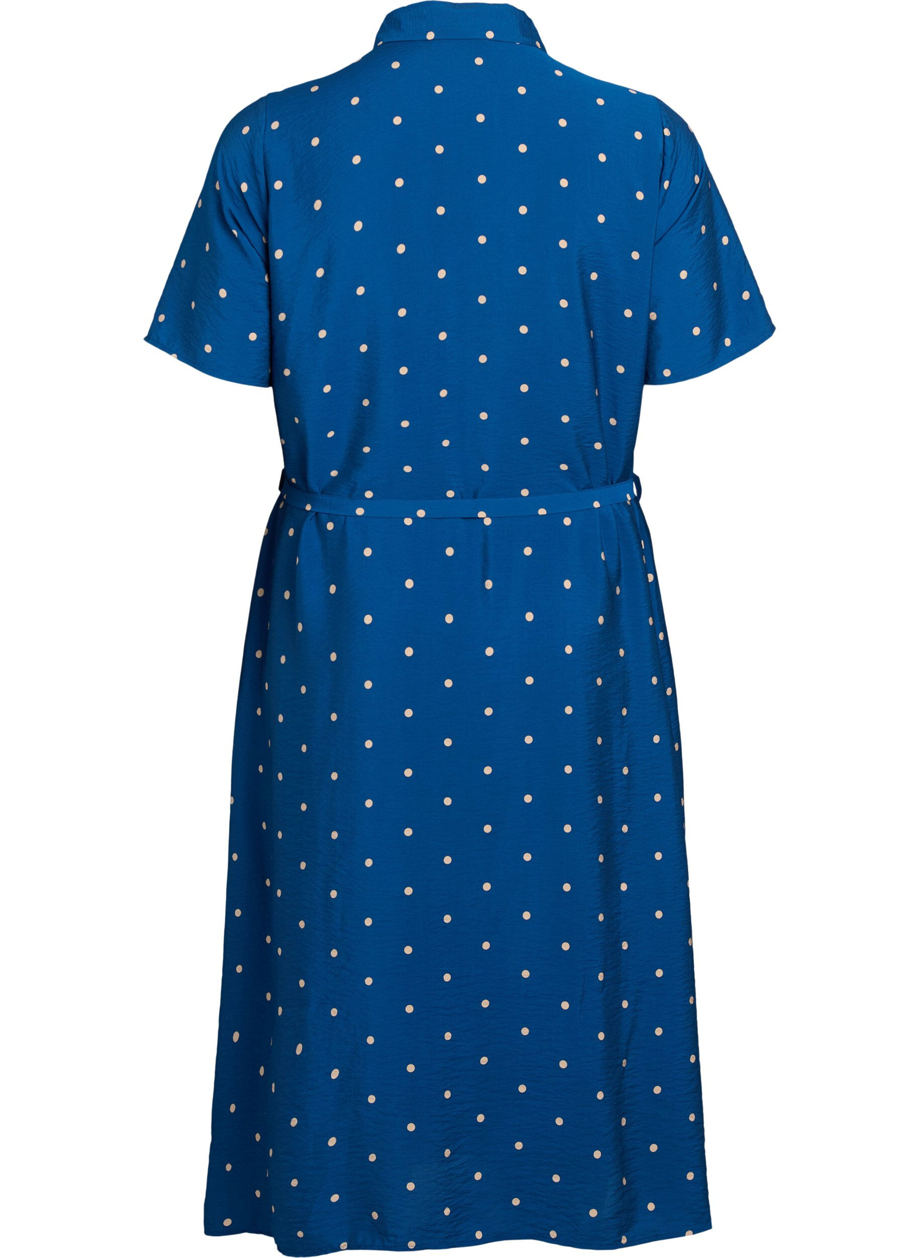 ZizziMidikleid aus Hemd mit Polka Dots, Blau, Packshot image number 1
