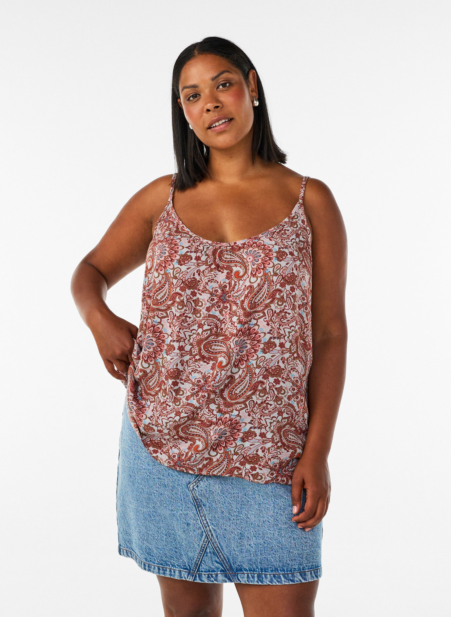 Tr&auml;gertop aus Viskose, Pink, Model