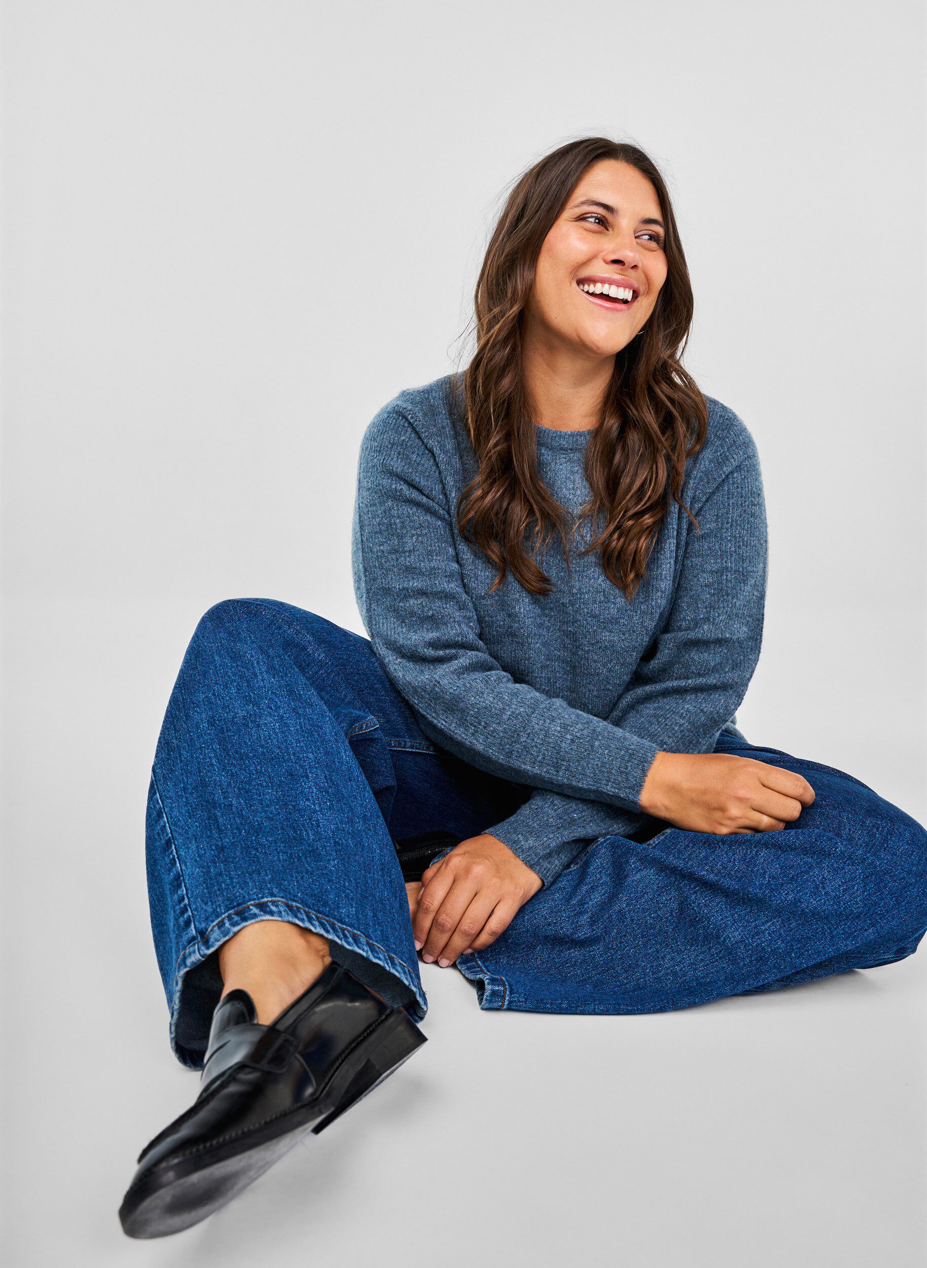 ZizziMelange-Pullover mit Rundhalsausschnitt, Bering Sea Mel., Image image number 0