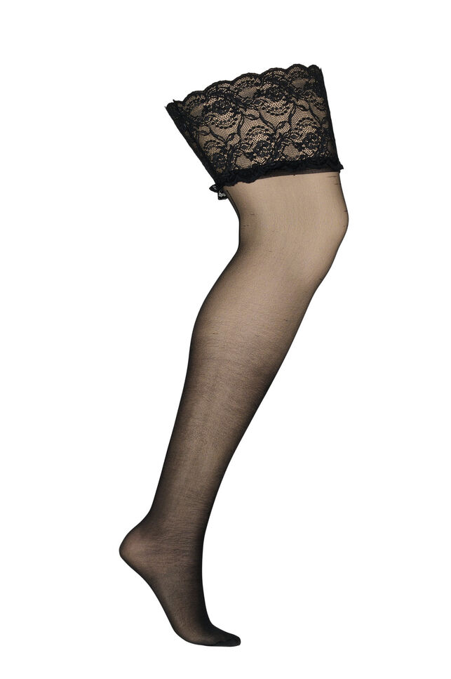 Halterlose Str&uuml;mpfe in 20 Denier, Schwarz, Packshot image number 1