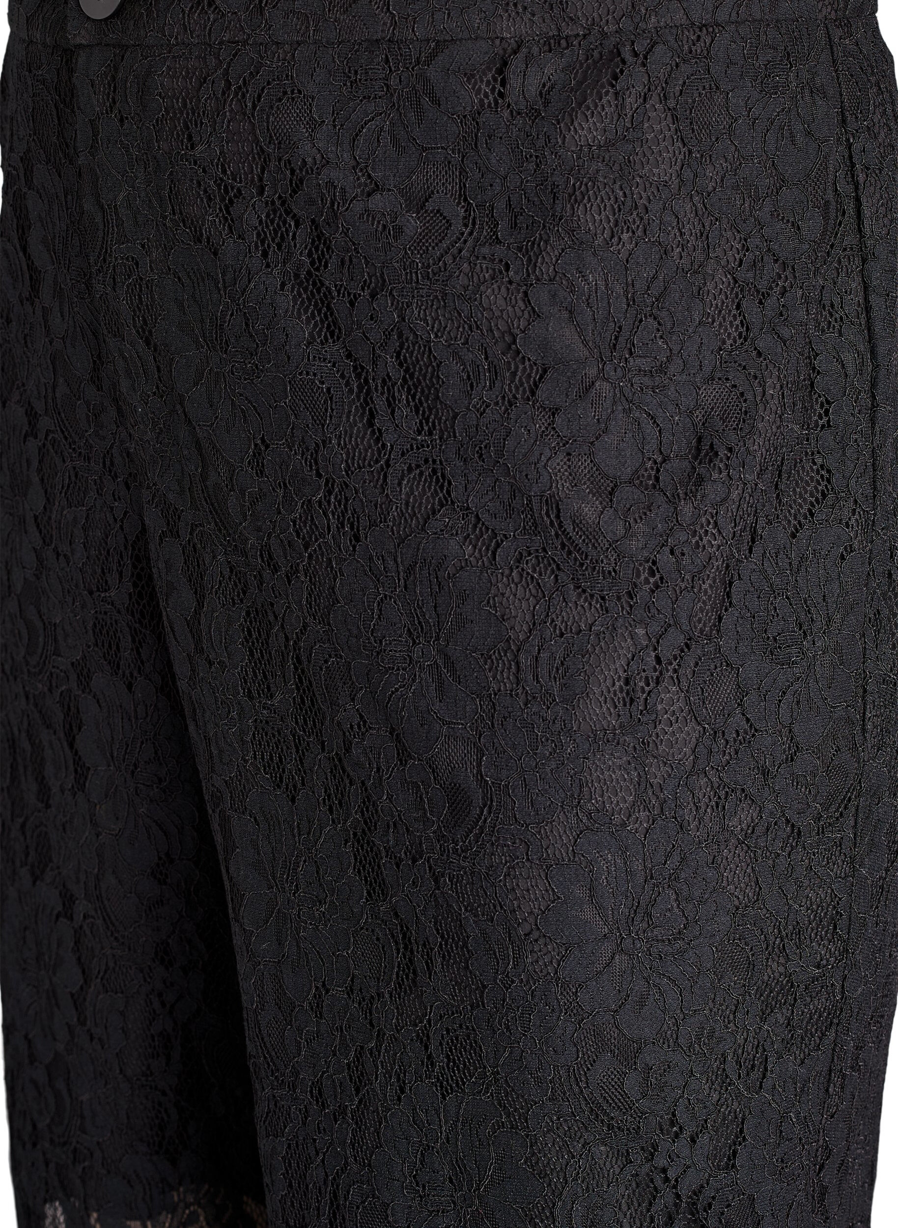 ZizziHoch taillierte Hose aus Spitze, Schwarz, Packshot image number 2