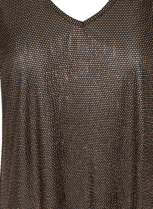 Festliches Kleid mit kurzen Ärmeln und V-Aussschnitt, Black w Gold, Packshot image number 2