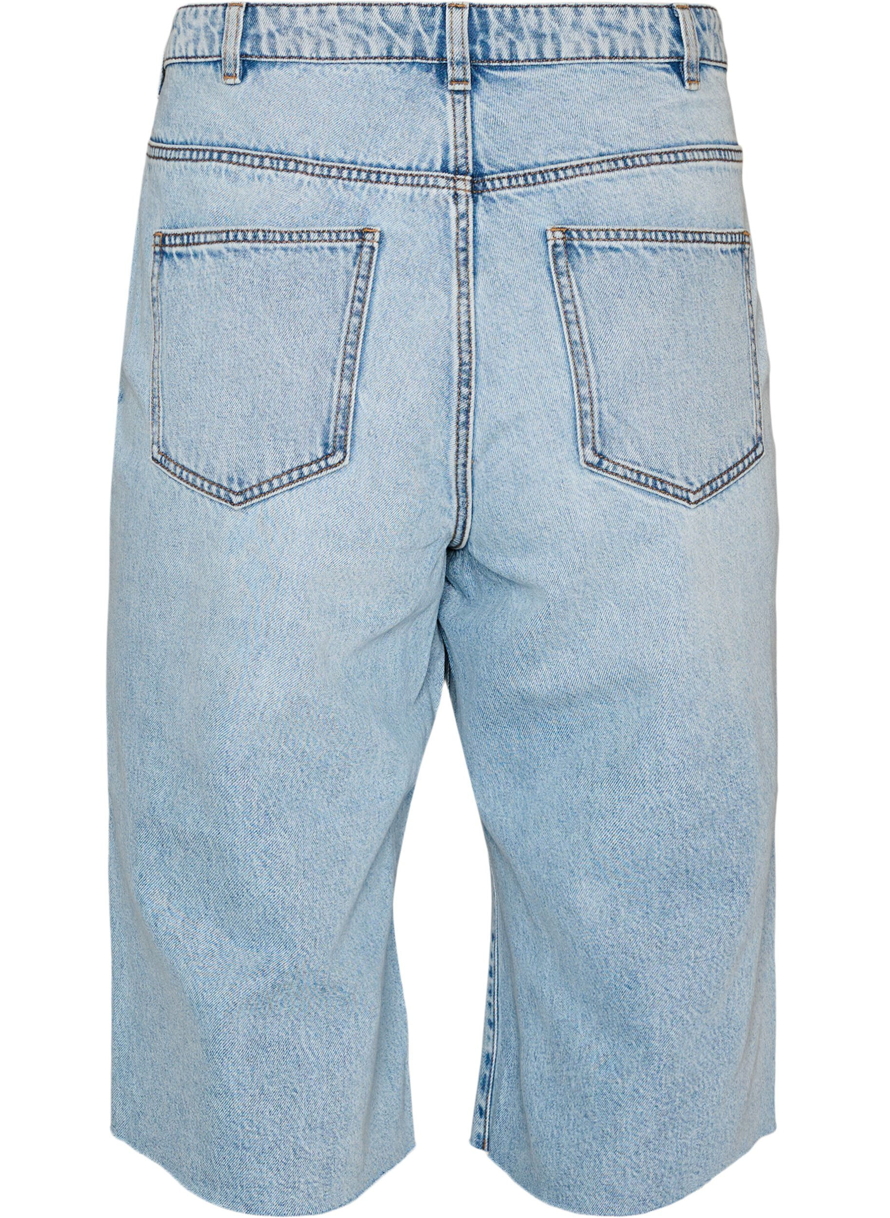 ZizziCropped Jeans mit abgenutzter Optik und offenen Kanten, Blau, Packshot image number 1