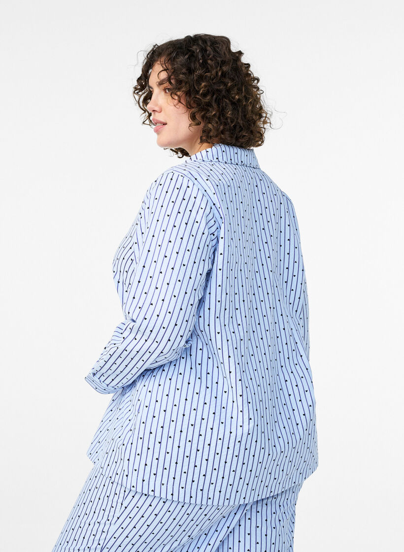 Pyjamahemd aus Seersucker mit langen &Auml;rmeln, Blau, Model image number 2