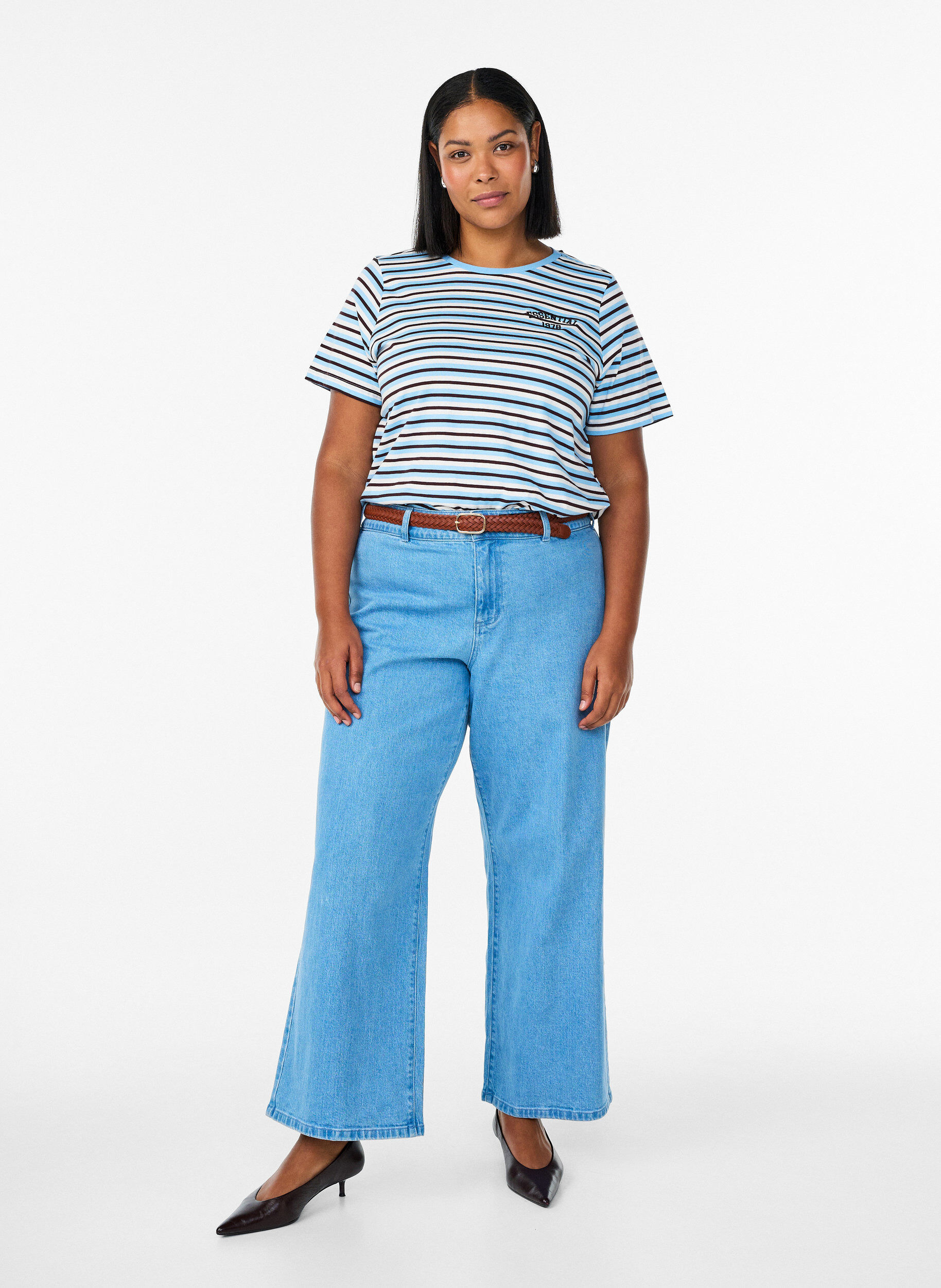 ZizziT-Shirt aus Baumwolle mit Streifen, Blau, Model image number 1