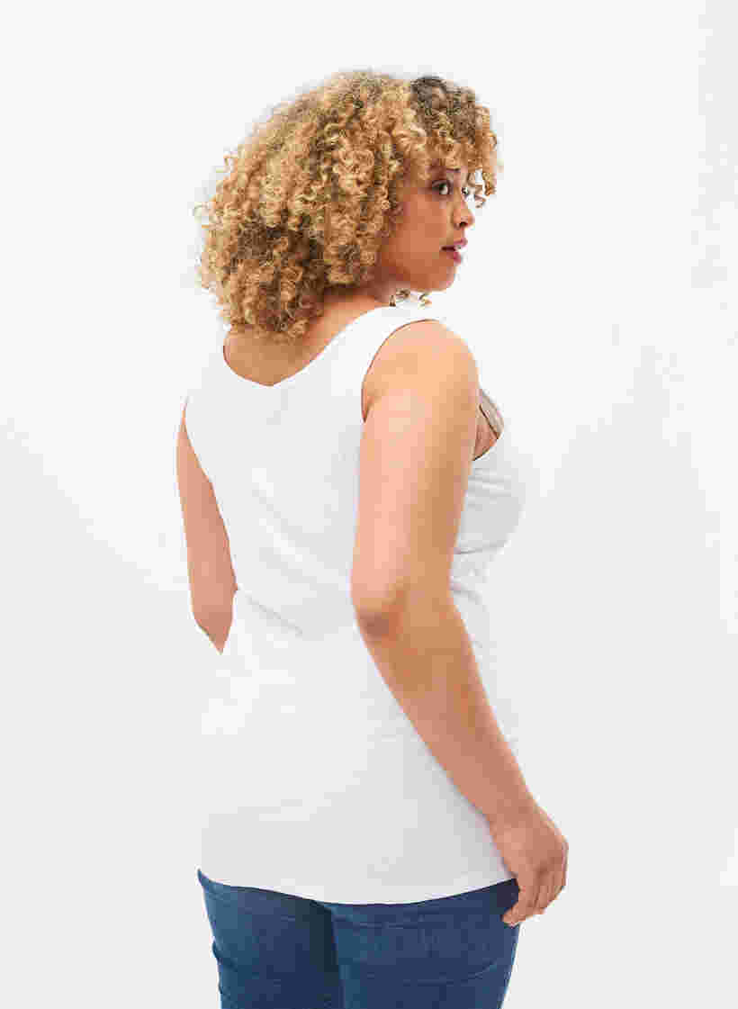Einfarbiges basic Top aus Baumwolle, Bright White, Model image number 1
