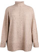 Strickpullover mit hohem Kragen und Punktemuster, Beige, Packshot image number 0
