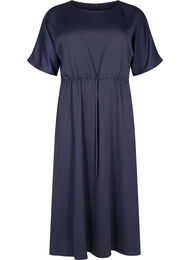 Kurzarm Midi-Kleid mit justierbarer Taille, Evening Blue, Packshot