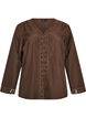 Hemdbluse mit Lochstickerei, Braun, Packshot image number 0