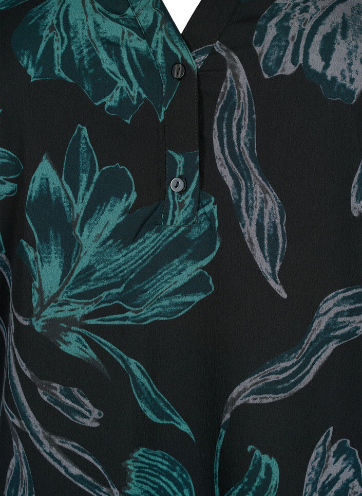 FLASH &ndash; Lang&auml;rmlige Bluse mit Druck, Black Scarab Flower, Packshot image number 2