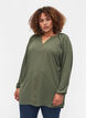 Langarm Bluse mit V-Ausschnitt und Nieten, Thyme, Model image number 0