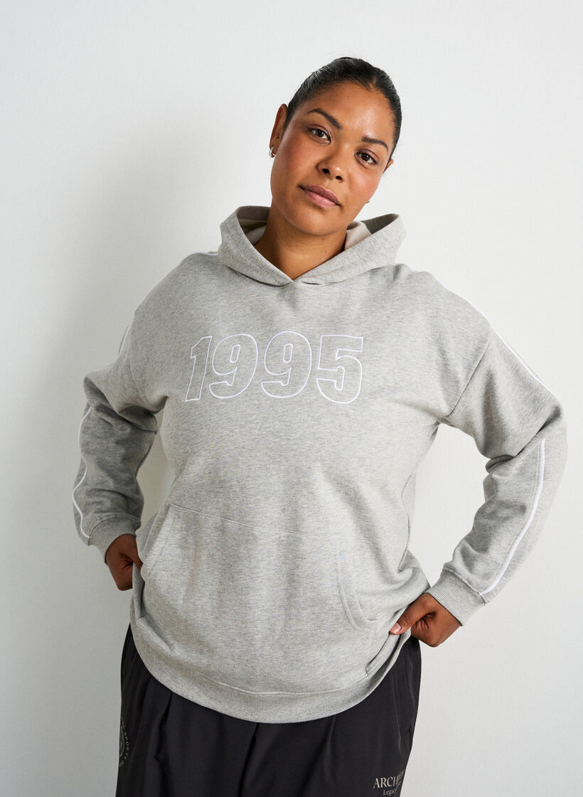 Hoodie mit besticktem Motiv, Grau, Model image number 3