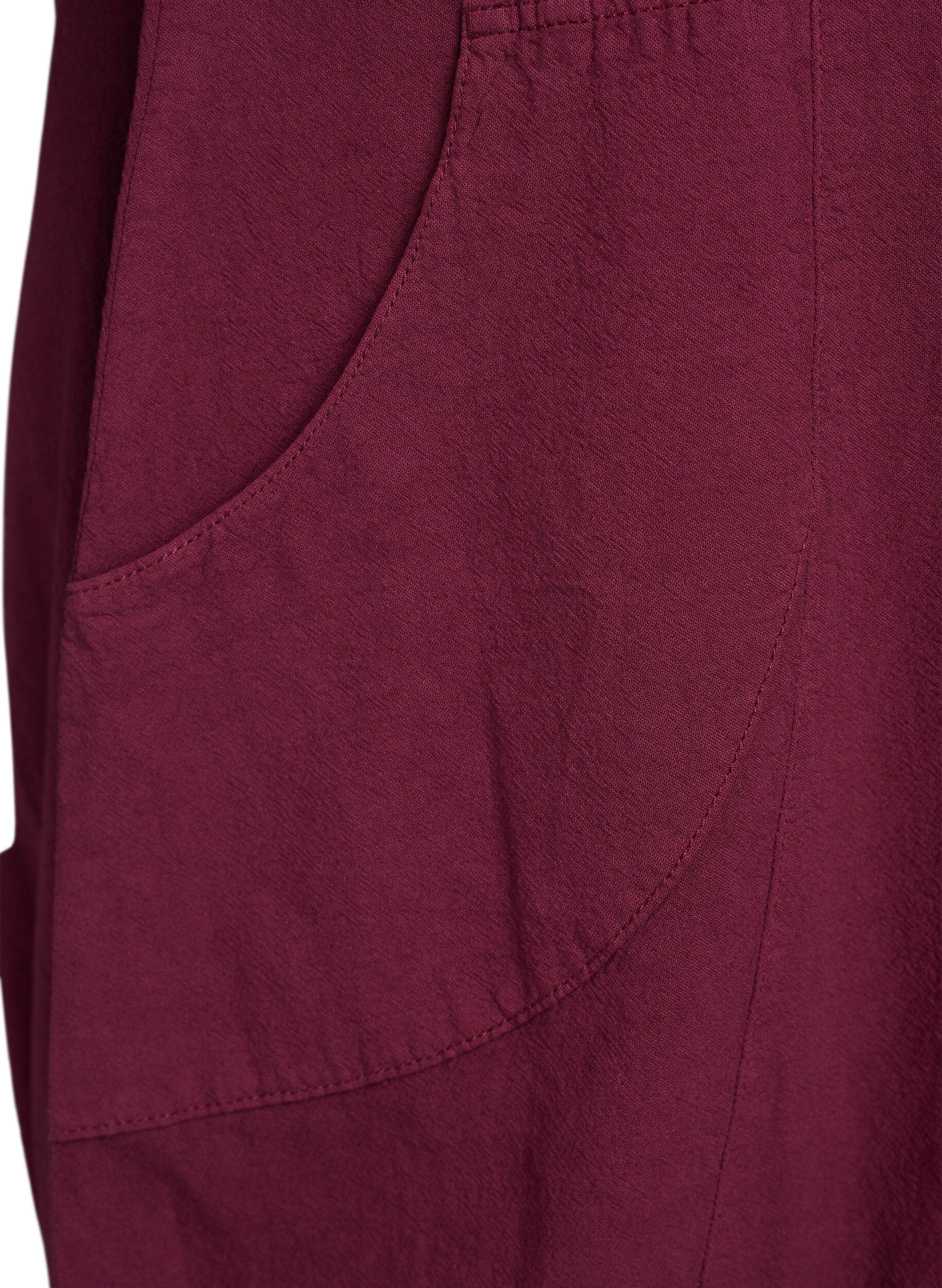 ZizziKurzarm Kleid aus Baumwolle, Dunkles Bordeaux, Packshot image number 3