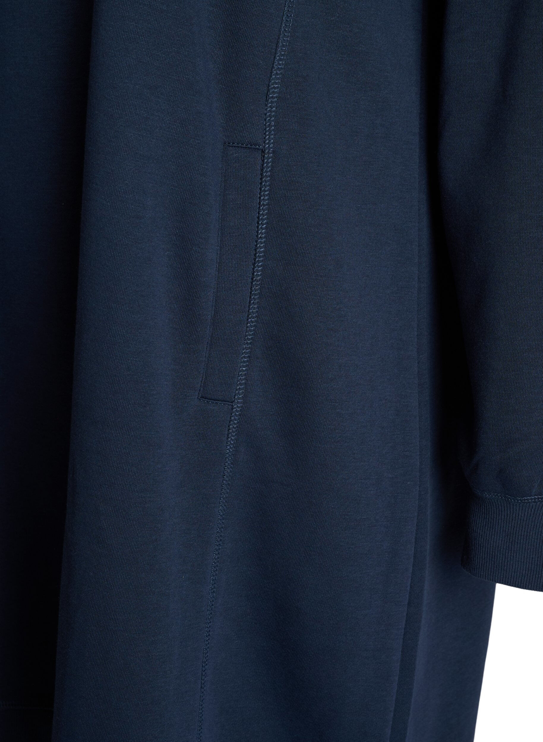 ZizziKurzes Sweatshirtkleid mit Stehkragen und Taschen, Blau, Packshot image number 3