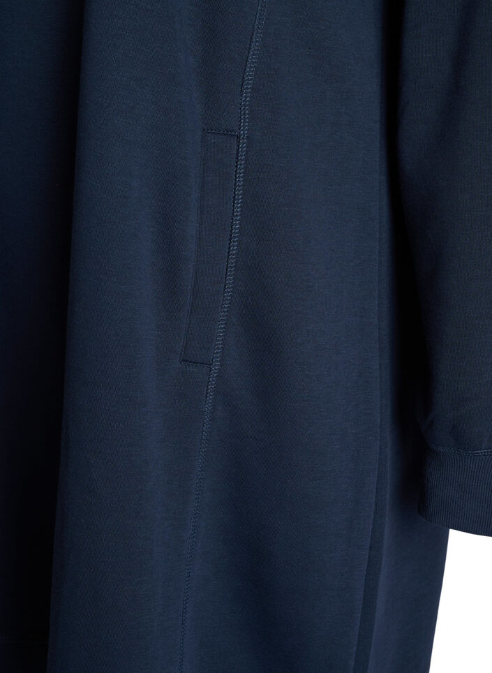 Kurzes Sweatshirtkleid mit Stehkragen und Taschen, Blau, Packshot image number 3