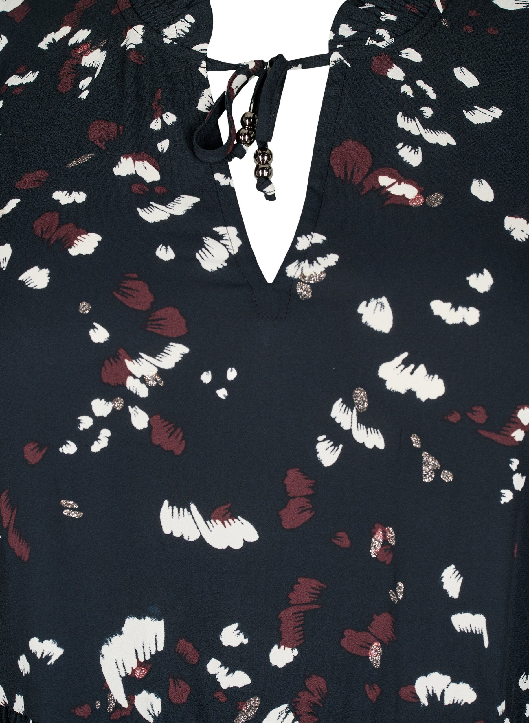 ZizziTunika mit Print und ger&uuml;schtem Kragen, Black AOP Print, Packshot image number 2