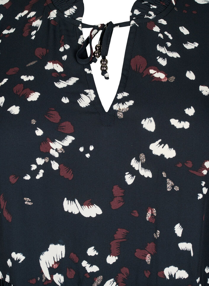 Tunika mit Print und gerüschtem Kragen, Black AOP Print, Packshot image number 2