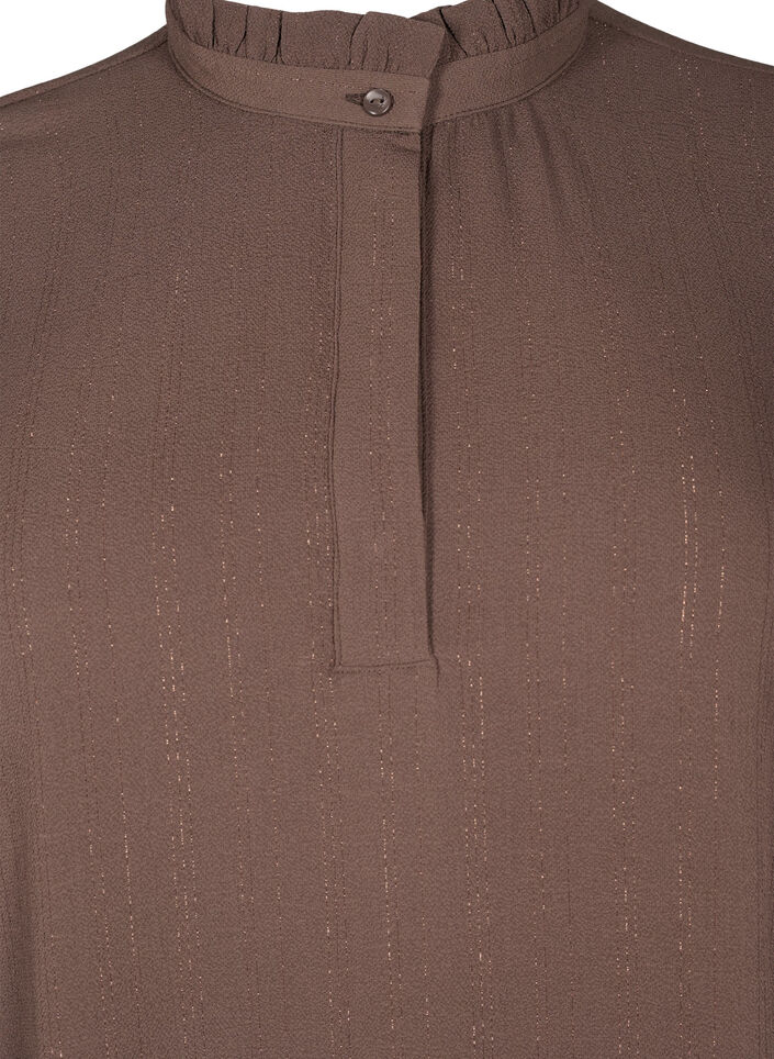 Kurzes Kleid mit Rüschen und Glitzer, Braun, Packshot image number 2