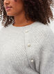 Melierter Strickpulli mit Perlenkn&ouml;pfen, Light Grey Melange, Model image number 2