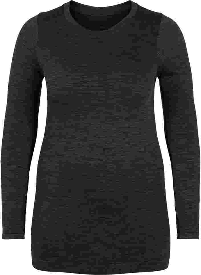 Nahtloses Skiunterhemd aus Melange, Dark Grey Melange, Packshot image number 0