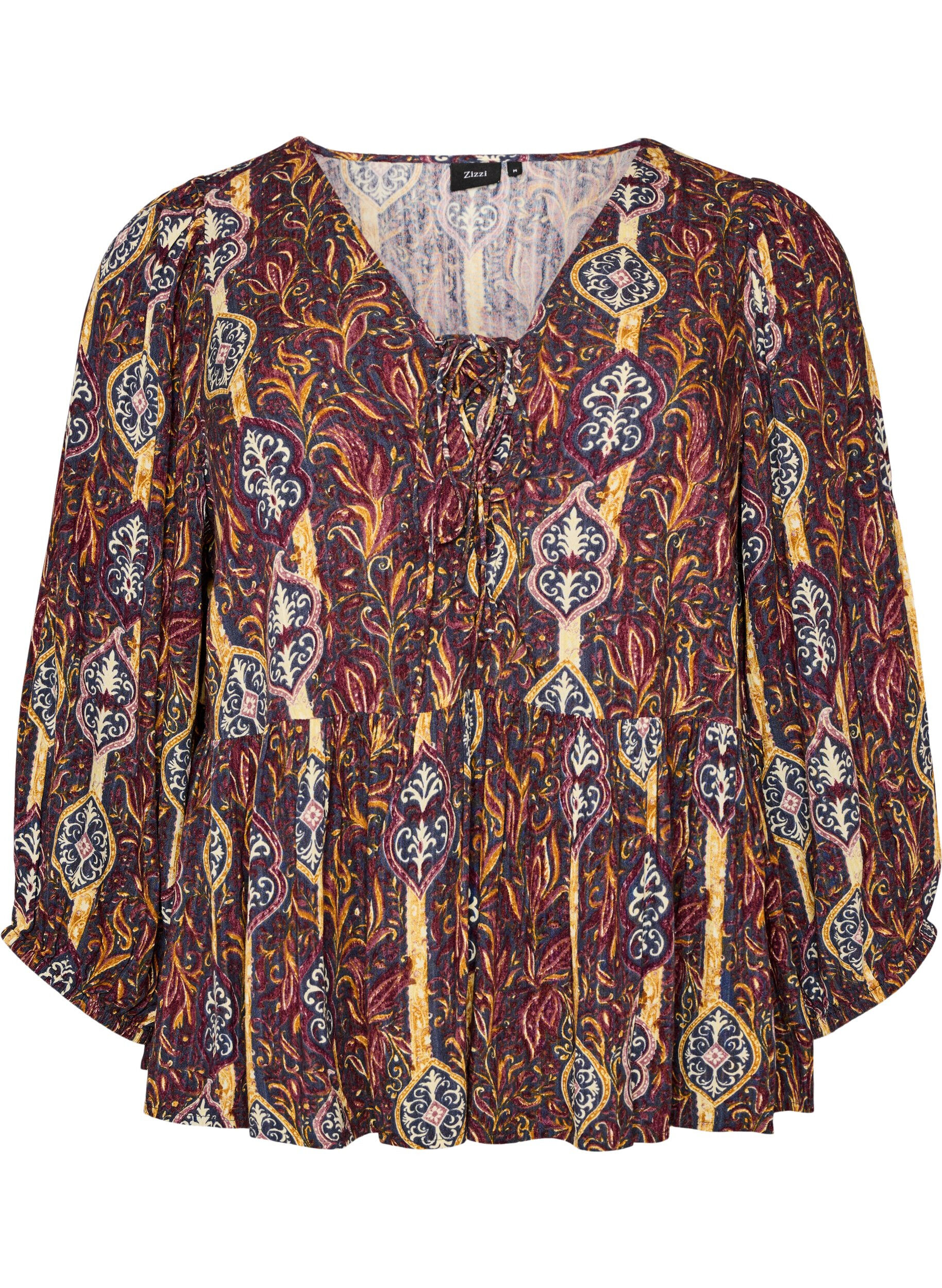 ZizziBluse mit Paisleymuster und Spitzendetails, Lila, Packshot image number 0