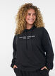 Sweatshirt mit Kapuze und Aufdruck, Schwarz, Model image number 0