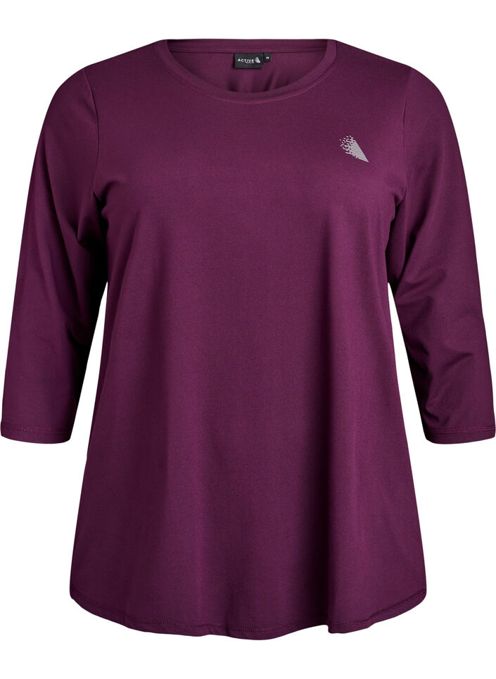 Trainingsshirt mit 3/4-&Auml;rmeln, Lila, Packshot image number 0