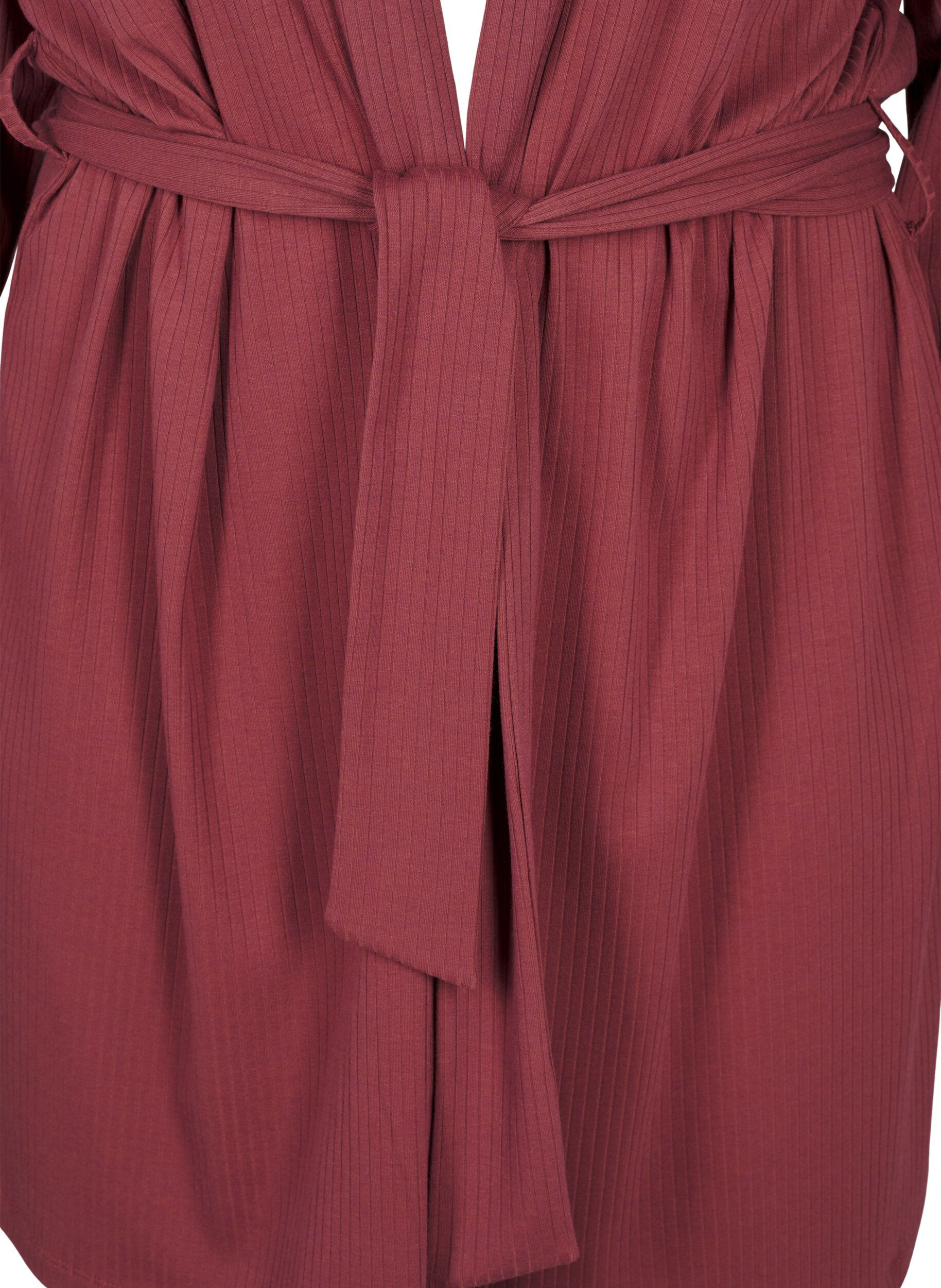 ZizziMorgenmantel mit Bindeg&uuml;rtel, Rose Brown, Packshot image number 2