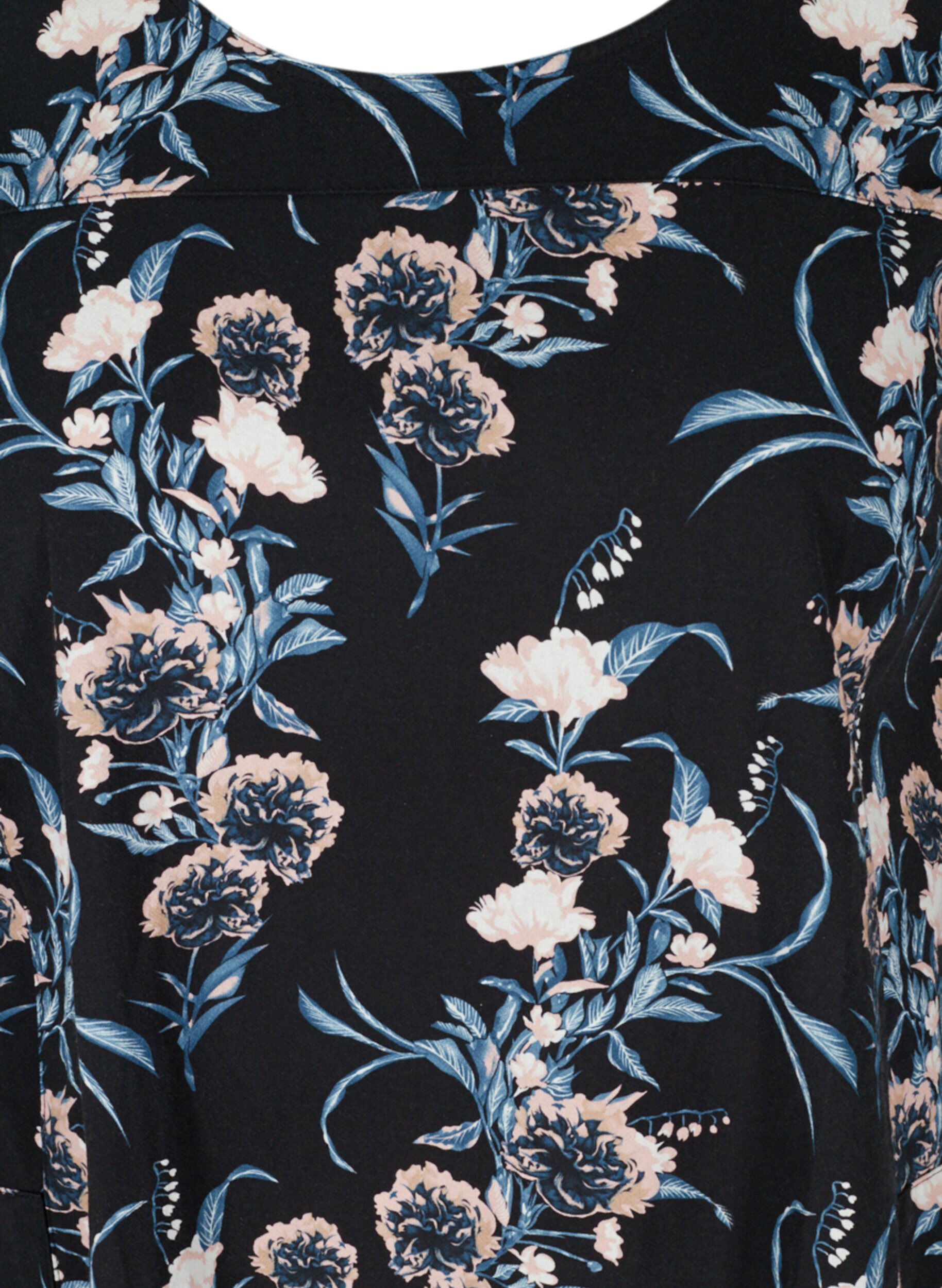 ZizziKurzarm Baumwollkleid mit Print, Blau, Packshot image number 2