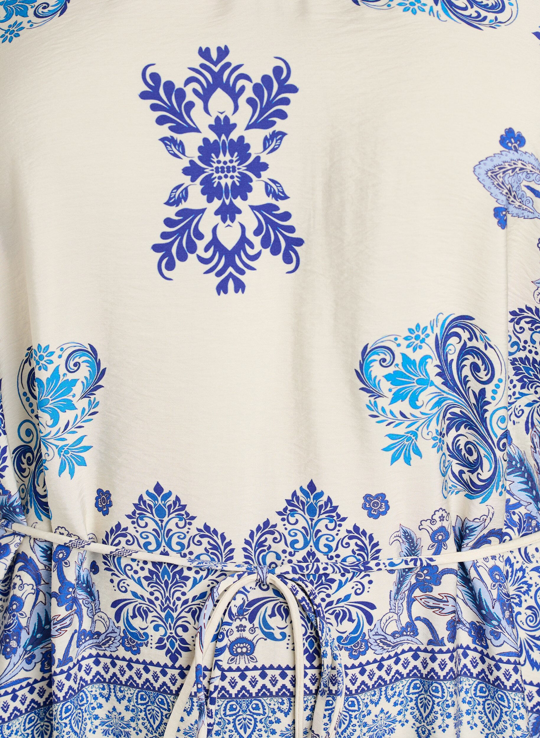 ZizziGemustertes Midikleid aus Viskose mit Bindeg&uuml;rtel, Blau, Packshot image number 2