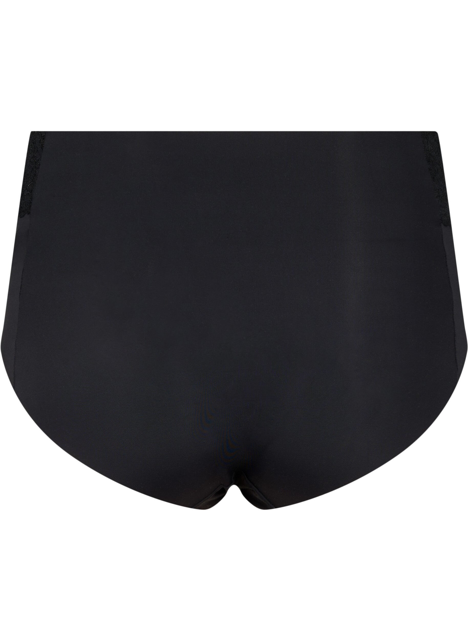 Zizzi2er-Pack Unterhosen mit Spitze und regul&auml;rer Taille, Black, Packshot image number 1