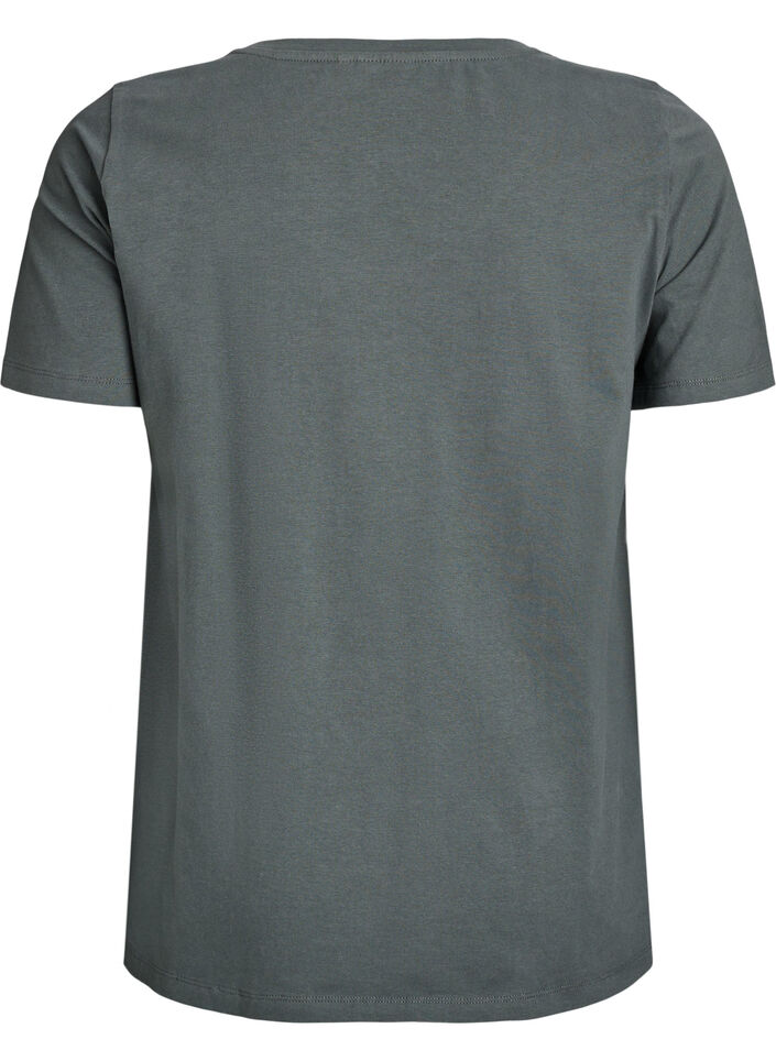 Einfarbiges basic T-Shirt aus Baumwolle, Gr&uuml;n, Packshot image number 1