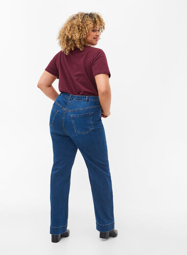 Megan-Jeans in normaler Passform mit extra hoher Taille, Blue denim, Model image number 1