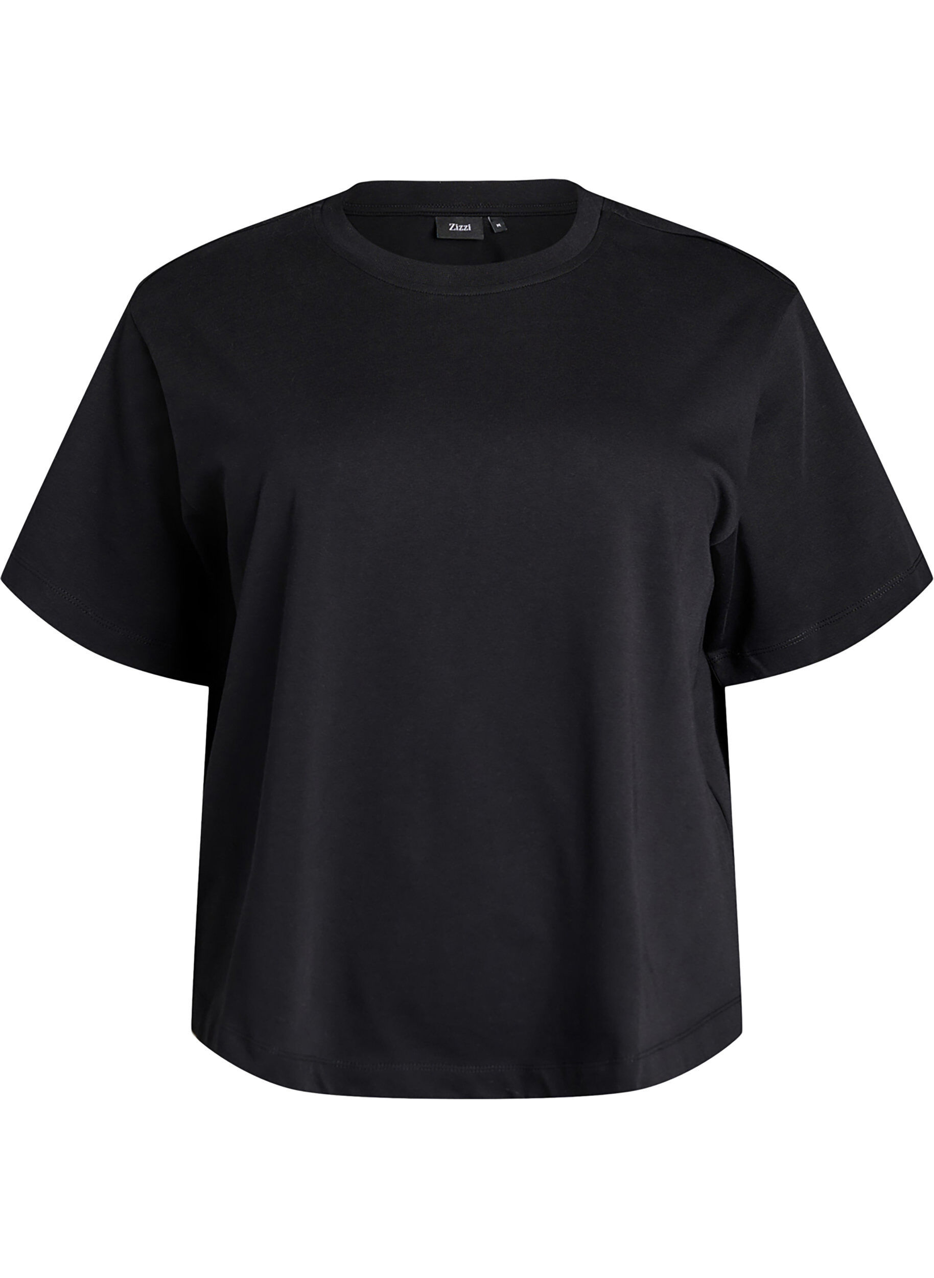 ZizziKastiges T-Shirt aus Baumwolle, Schwarz, Packshot image number 0