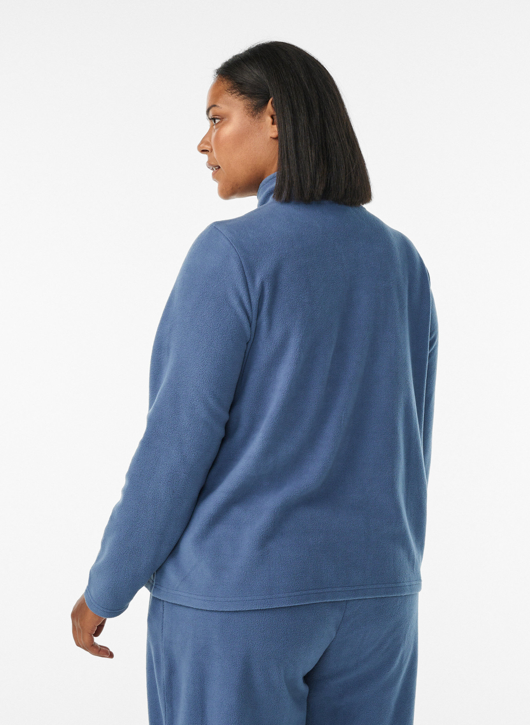 ZizziTop aus Fleece mit Rei&szlig;verschluss und hohem Kragen, Blau, Model image number 2