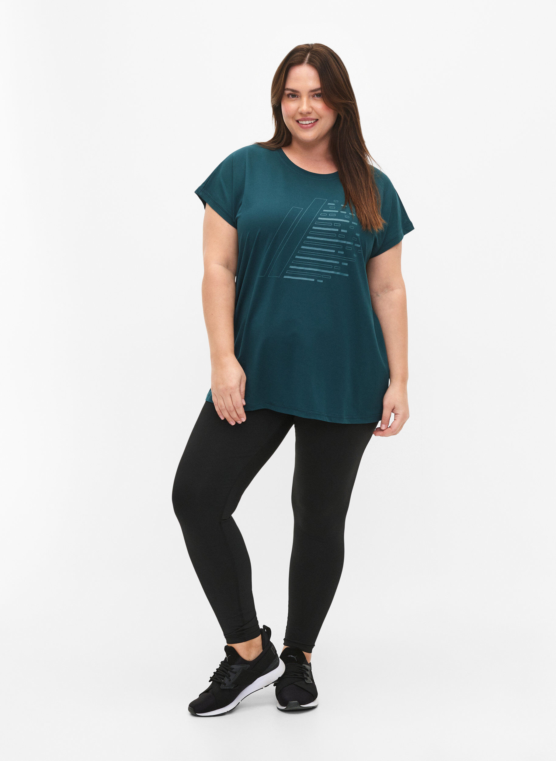 ZizziTrainingsshirt mit kurzen &Auml;rmeln und Print, Deep Teal/Pacific, Model image number 2